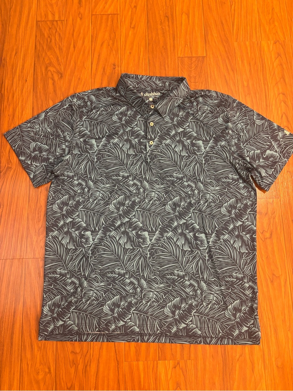 Chubbies Performance Polo Tropical Leaf Print Blue Mens XXL